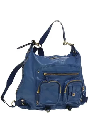Gucci Femme, Pre-owned, Bleu, Taille: ONE Size Pre-owned Cuir sacs-dos