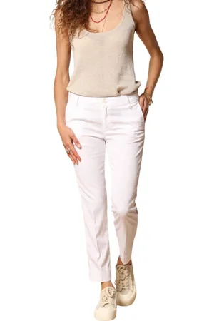 Masons Femme, Pantalons, Blanc, Taille: 44 FR Élégant Pantalon Chino Capri Blanc