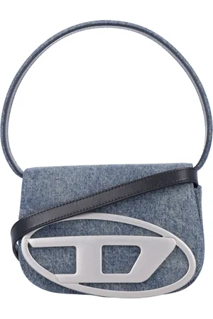 Diesel Femme, Sacs, Bleu, Taille: ONE Size Sac à Bandoulière en Denim avec Plaque Oval D