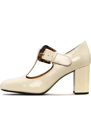 CESARE GASPARI Femme, Chaussures, Blanc, Taille: 38 EU Vintage Buckle Patent Leather Escarpins