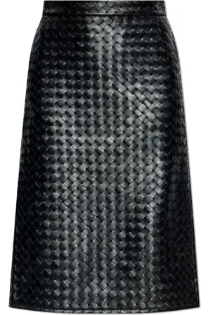 Bottega Veneta Femme, Jupes, Noir, Taille: 34 FR Jupe en cuir avec fente latérale