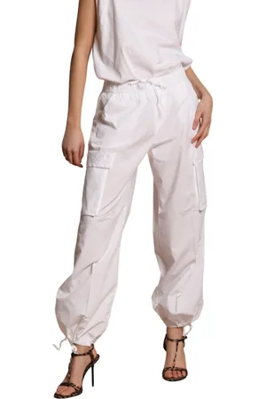 Masons Femme, Pantalons, Blanc, Taille: 44 FR Pantalon Cargo Blanc Coupe Décontractée Cordon