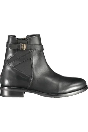 Tommy Hilfiger Femme, Chaussures, Noir, Taille: 36 EU Bottines Noires Chic avec Fermeture Éclair Contrastée