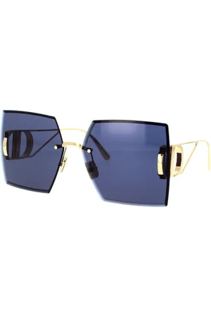 Dior Unisex, Accessoires, Jaune, Taille: 64 MM Lunettes de soleil à monture carrée et verres bleus