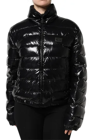 Dolce & Gabbana Femme, Vestes, Noir, Taille: 42 FR Veste Puffer Noire avec Logo