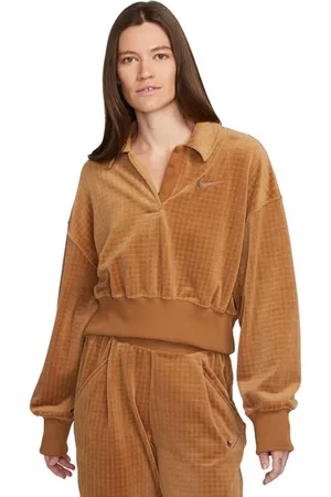 Nike Femme, Sweatshirts et sweats à capuche, Brun, Taille: 40 FR Polo Velours Marron Style Classique