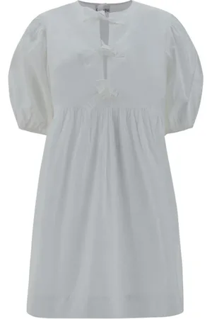 Ganni Femme, Robes, Blanc, Taille: 36 FR Mini Robe avec Rubans Noués