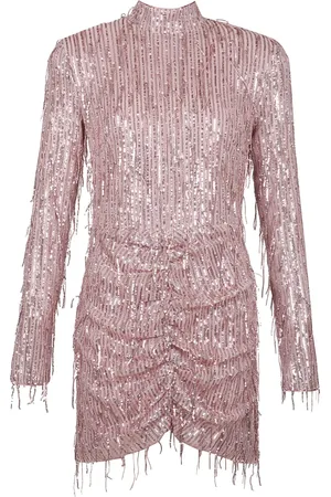 ROTATE Femme, Robes, Rose, Taille: 42 FR Robe à Franges et Paillettes