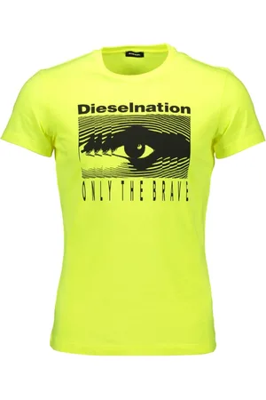 Diesel Homme, Tops, Jaune, Taille: 2XL T-shirt Imprimé Logo Vibrant