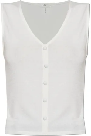 RAG&BONE Femme, Tops, Blanc, Taille: 42 FR Haut avec boutons décoratifs