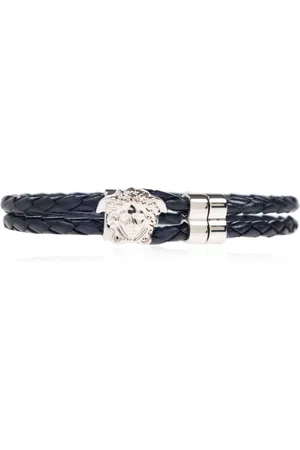VERSACE Homme, Accessoires, Bleu, Taille: ONE Size Bracelet en cuir