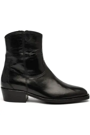 Alexander Hotto Homme, Chaussures, Noir, Taille: 36 EU Bottes Texano en cuir noir avec fermeture éclair latérale