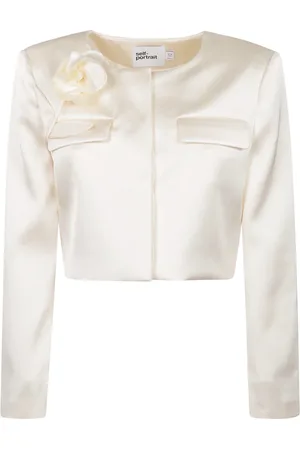 Self-Portrait Femme, Vestes, , Taille: 38 FR Veste crème en satin floral
