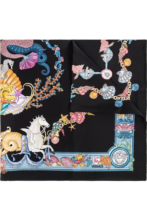 VERSACE Unisex, Accessoires, Noir, Taille: ONE Size Foulard en soie