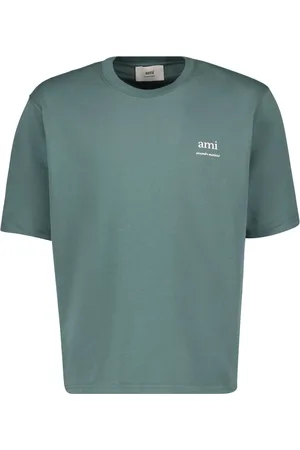 Ami Homme, Tops, Vert, Taille: 2XS T-shirt en Coton Biologique Vert