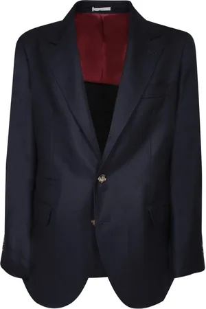Brunello Cucinelli Homme, Vestes, Bleu, Taille: L Blazer Classique en Cachemire Bleu