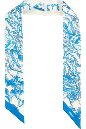 VERSACE Unisex, Accessoires, Bleu, Taille: ONE Size Foulard en soie