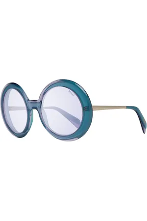 Emilio Pucci Femme, Accessoires, Multicolore, Taille: ONE Size Lunettes de Soleil Femme Turquoise Monture Ronde