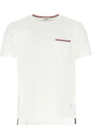Thom Browne Homme, Tops, Blanc, Taille: L RWB Tee-shirt à Poche en Jersey de Poids Moyen
