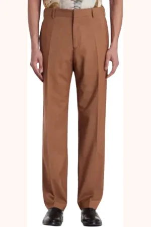 Paul Smith Homme, Pantalons, Brun, Taille: 2XL Pantalon droit en laine mélangée orange