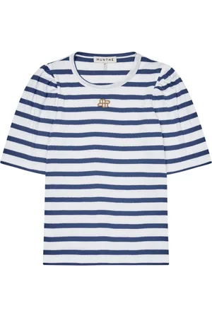 Munthe Femme, Tops, Multicolore, Taille: 50 FR Tee Bleu à Manches Demi