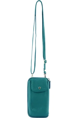 Pourchet Paris Femme, Accessoires, Vert, Taille: ONE Size Étui portable turquoise - en cuir