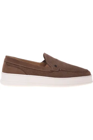 BALDININI Homme, Chaussures, Brun, Taille: 42 EU Perforated nubuck leather slipper