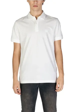 HUGO BOSS Homme, Tops, Blanc, Taille: 2XL Polo en Coton à Manches Courtes