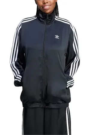 adidas Femme, Sweatshirts et sweats à capuche, Noir, Taille: 42 FR Haut de Piste en Satin Lâche Élégant Confortable Elégant