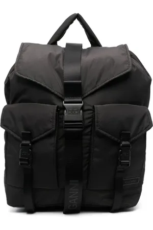 Ganni Femme, Sacs, Noir, Taille: ONE Size Sac à dos noir avec rabat frontal