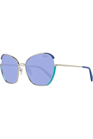 Emilio Pucci Femme, Accessoires, Bleu, Taille: ONE Size Lunettes de Soleil Femme Or Papillon Dégradé Bleu