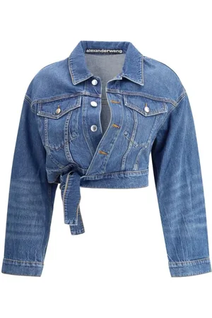 Alexander Wang Femme, Vestes, Bleu, Taille: 38 FR Veste en jean avec ceinture