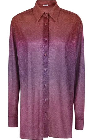 Oseree Femme, Blouses et Chemises, Multicolore, Taille: 38/40 FR Chemise imprimée Lurex ombre coucher de soleil
