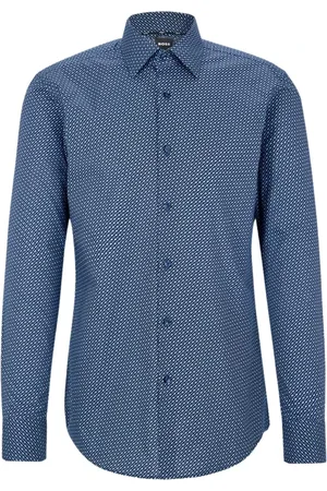 HUGO BOSS Homme, Chemises, Bleu, Taille: XL Chemise Business Imprimé Monogramme