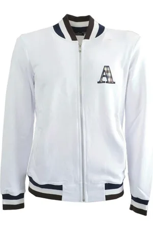 Aquascutum Homme, Sweatshirts et sweats à capuche, Blanc, Taille: 2XL Pull blanc à fermeture éclair manches longues