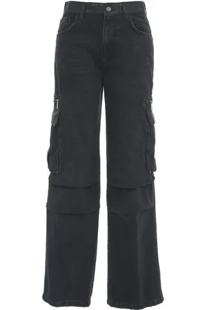 Liu Jo Femme, Jeans, Noir, Taille: W30 Jean Cargo Jambe Large avec Détails Logo