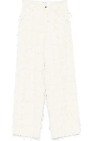 Séfr Femme, Pantalons, Blanc, Taille: W26 Jean Blanc Classique à Cinq Poches