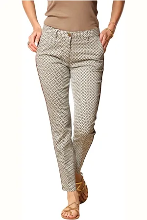 Masons Femme, Pantalons, Multicolore, Taille: 42 FR Pantalon Chino avec Motif Géométrique et Coupe Slim