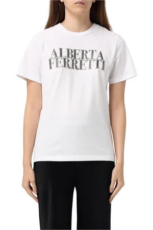 Alberta Ferretti Femme, Tops, Blanc, Taille: 40 FR Tee-shirt noir avec logo, polyvalent et élégant