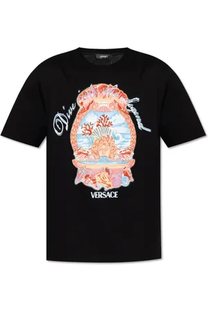 VERSACE Homme, Tops, Noir, Taille: S T-shirt avec impression colorée