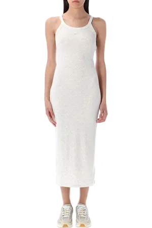 Nike Femme, Robes, Blanc, Taille: 40 FR Élégante Robe sans Manches A-Line