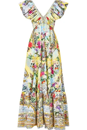 Camilla Femme, Robes, Multicolore, Taille: 36/38 FR Robe à Col Volant avec Hardware - Flor Fantástica