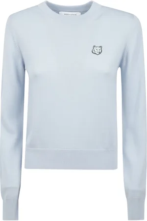 Maison Kitsuné Femme, Pulls, Bleu, Taille: 40 FR Pull Regular avec Patch