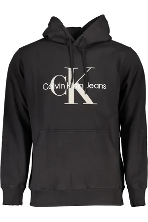 Calvin Klein Homme, Sweatshirts et sweats à capuche, Noir, Taille: 2XL Sweat à capuche noir avec détails contrastés