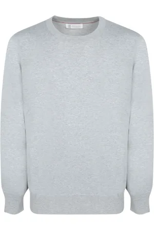 Brunello Cucinelli Homme, Pulls, Gris, Taille: L Pull Gris Minimaliste Ss25