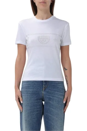 Chiara Ferragni Femme, Tops, Blanc, Taille: 36 FR T-shirt de luxe en cristal