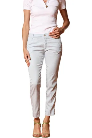 Masons Femme, Pantalons, Bleu, Taille: 36 FR Pantalon Chino Capri Slim Fit