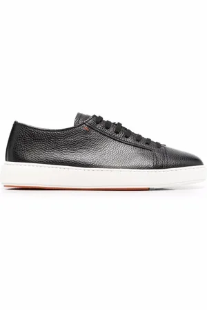 santoni Homme, Chaussures, Noir, Taille: 44 1/2 EU Baskets en cuir grainé