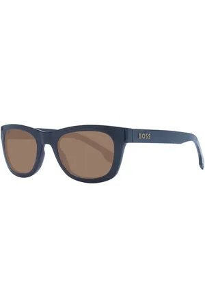 HUGO BOSS Homme, Accessoires, Bleu, Taille: ONE Size Lunettes de Soleil Noires Rectangulaires Verres Marron
