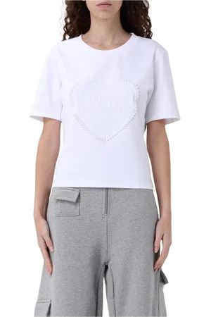 Ganni Femme, Tops, Blanc, Taille: 36 FR Cœur Brodé T-shirt Blanc